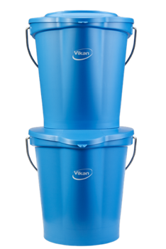 Vikan Blue Hygiene Buckets with Lid for transporting cleaning chemicals or ingredients in the food industry