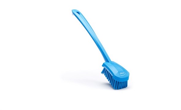 Vikan 41864 Long Handle Scrubbing Brush- Stiff, Red
