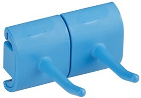 Vikan, Hygienic Wall Bracket, Double Hook Module, 82 mm, Blue