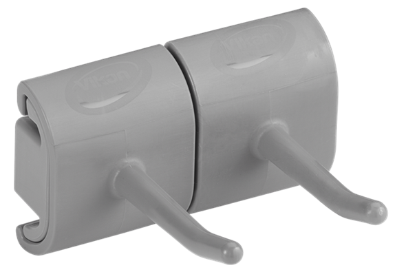 Hygienic Wall Bracket, Double Hook Module, 82 mm, Grey
