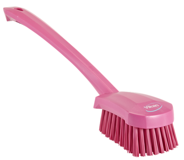 Washing Brush w/long handle, 415 mm, Hard, Pink