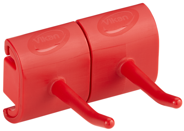 Hygienic Wall Bracket, Double Hook Module, 82 mm, Red