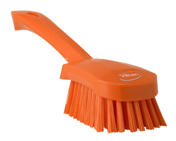 Washing Brush with short Handle, 270 mm, Hard, Orange