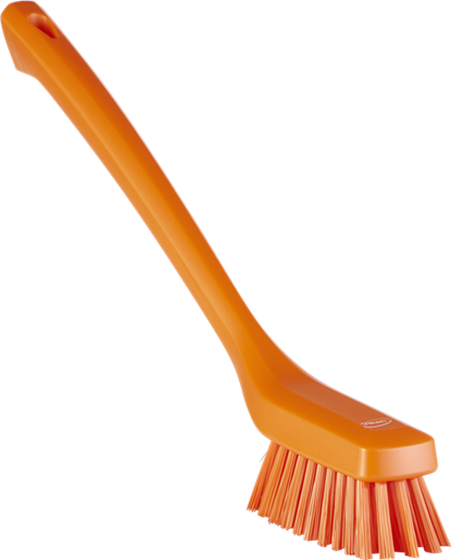 Narrow Cleaning Brush with Long Handle, 420 mm, Hard, Orange