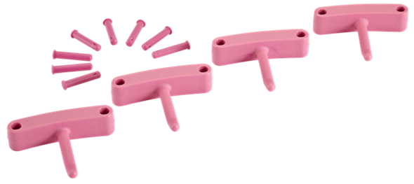 Hook x 4 for 1017 and 1018, 140 mm, Pink