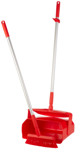 Dustpan set, closable with broom, 350 mm, Medium, Red