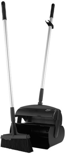 Dustpan set, closable with broom, 370 mm, Medium, Black