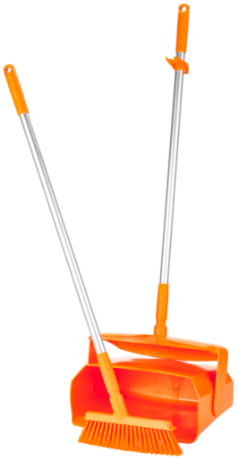 Dustpan set, closable with broom, 350 mm, Medium, Orange
