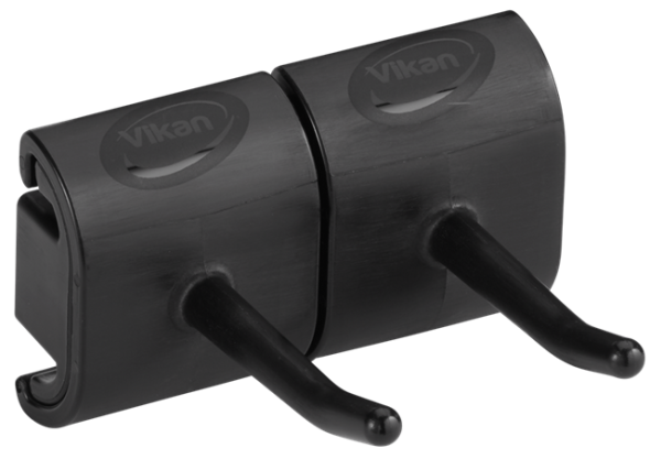 Hygienic Wall Bracket, Double Hook Module, 82 mm, Black