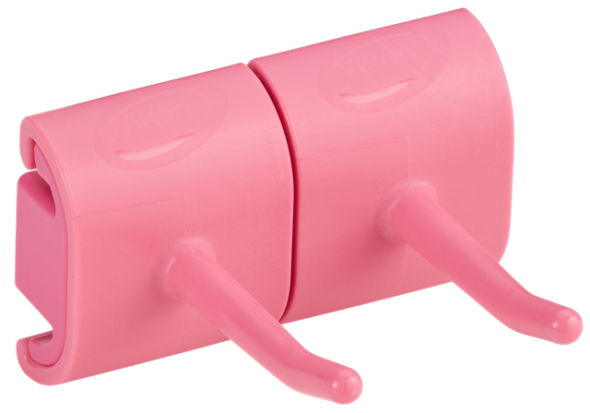 Hygienic Wall Bracket, Double Hook Module, 82 mm, Pink