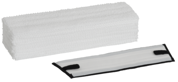 Single use, Microfibre Mop kit 50pc +1 Adapter, 60cm, Hook & Loop 60 cm, White
