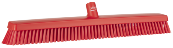 Heavy-Duty Push Broom, 24.4", Soft/stiff, Red