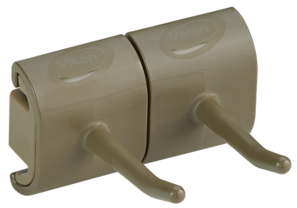 Hygienic Wall Bracket, Double Hook Module, 82 mm, Brown
