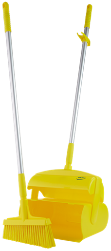 Dustpan set, closable with broom, 370 mm, Medium, Yellow