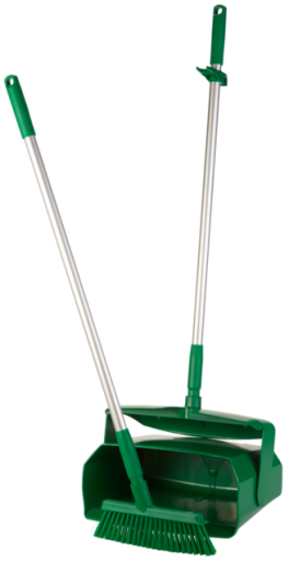 Dustpan set, closable with broom, 350 mm, Medium, Green