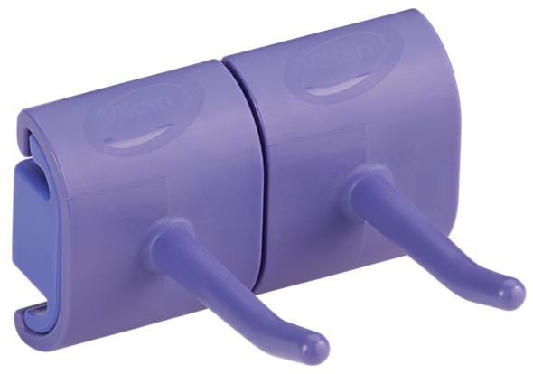 Hygienic Wall Bracket, Double Hook Module, 82 mm, Purple