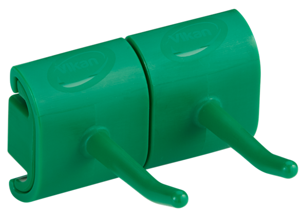 Hygienic Wall Bracket, Double Hook Module, 82 mm, Green