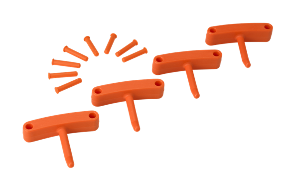 Hook x 4 for 1017 and 1018, 140 mm, Orange