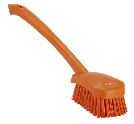 Washing Brush w/long handle, 415 mm, Hard, Orange