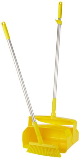 Dustpan set, closable with broom, 350 mm, Medium, Yellow