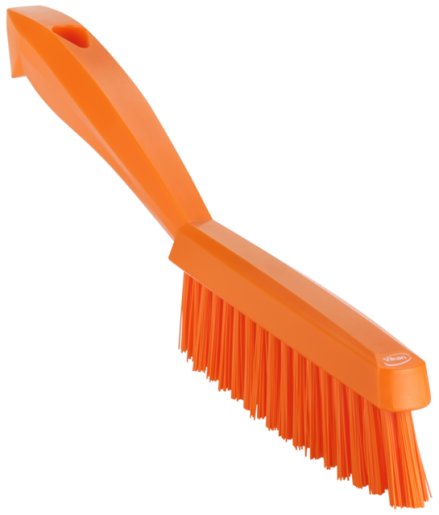 Narrow Hand Brush w/Short Handle, 300 mm, Very hard, Orange