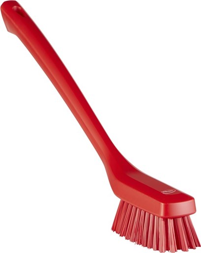 Vikan Narrow Cleaning Brush with Long Handle, 420 mm, Hard, Red