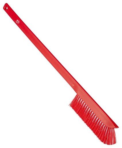 Vikan Ultra-Slim Cleaning Brush with Long Handle, 600 mm, Medium, Red