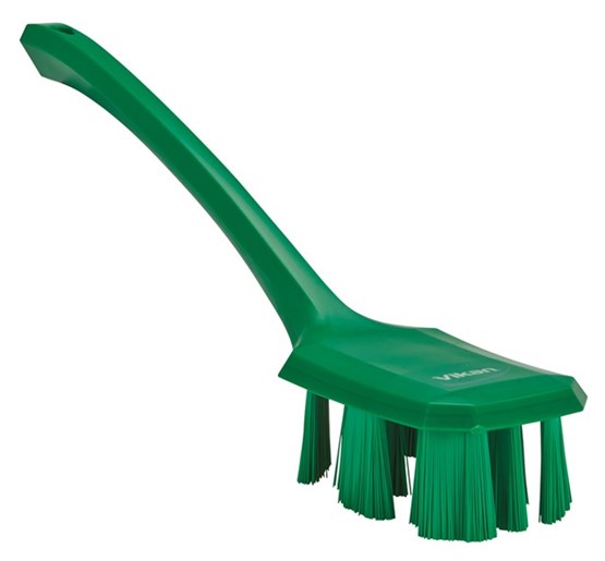 Vikan UST Hand Brush w/long Handle, 395 mm, Hard, Green