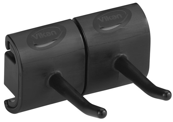Vikan Hygienic Wall Bracket, Double Hook Module, 82 mm, Black