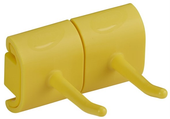 Vikan Hygienic Wall Bracket, Double Hook Module, 82 mm, Yellow