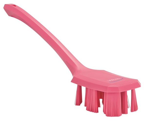 Vikan UST Hand Brush w/long Handle, 395 mm, Hard, Pink