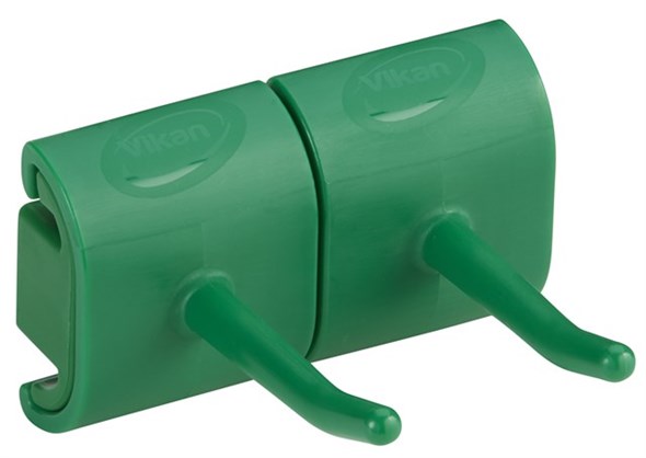 Vikan Hygienic Wall Bracket, Double Hook Module, 82 mm, Green