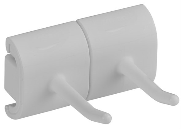 Vikan Hygienic Wall Bracket, Double Hook Module, 82 mm, White