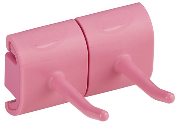 Vikan Hygienic Wall Bracket, Double Hook Module, 82 mm, Pink
