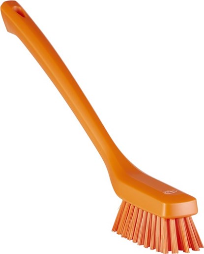 Vikan Narrow Cleaning Brush with Long Handle, 420 mm, Hard, Orange