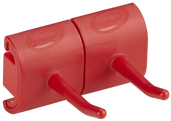 Vikan Hygienic Wall Bracket, Double Hook Module, 82 mm, Red