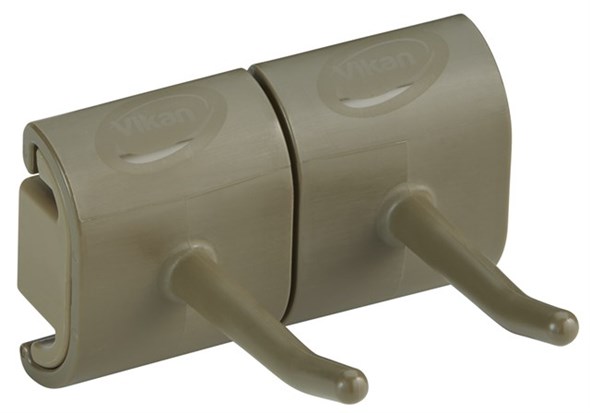 Vikan Hygienic Wall Bracket, Double Hook Module, 82 mm, Brown