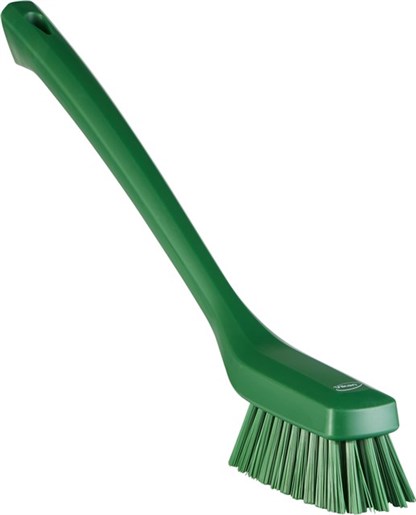 Vikan Narrow Cleaning Brush with Long Handle, 420 mm, Hard, Green