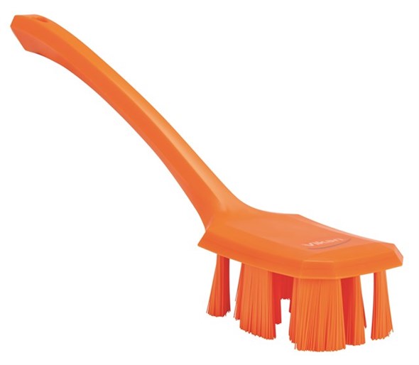 Vikan UST Hand Brush w/long Handle, 395 mm, Hard, Orange