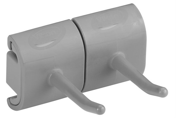 Vikan Hygienic Wall Bracket, Double Hook Module, 82 mm, Grey