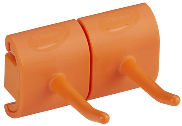Vikan Hygienic Wall Bracket, Double Hook Module, 82 mm, Orange