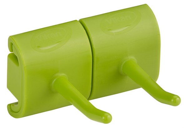 Vikan Hygienic Wall Bracket, Double Hook Module, 82 mm, Lime