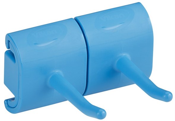 Vikan Hygienic Wall Bracket, Double Hook Module, 82 mm, Blue